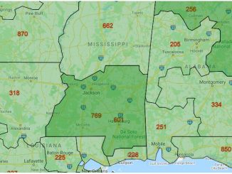 Area Code Map of Mississippi
