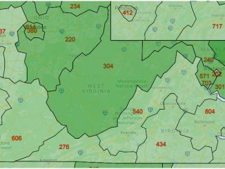 Area Code Map of West Virginia