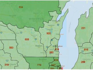 Area Code Map of Wisconsin